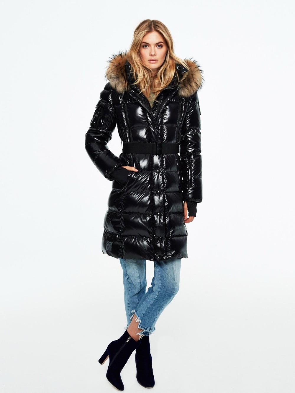 Excellent condition SAM Infinity Down Jacket size XS in beautiful shiny black